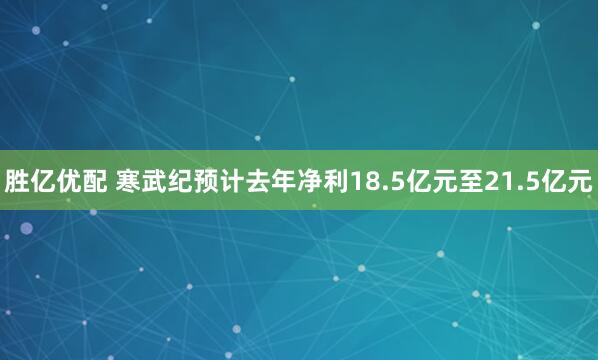 胜亿优配 寒武纪预计去年净利18.5亿元至21.5亿元